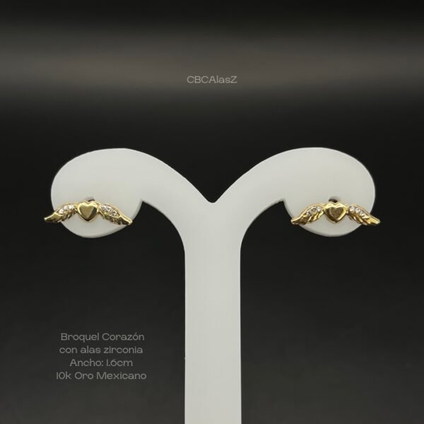 Broquel Corazón Alas Zirconia
